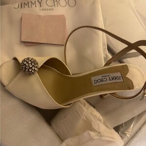 Jimmy Choo Women's Cream Peep-Toe Heels